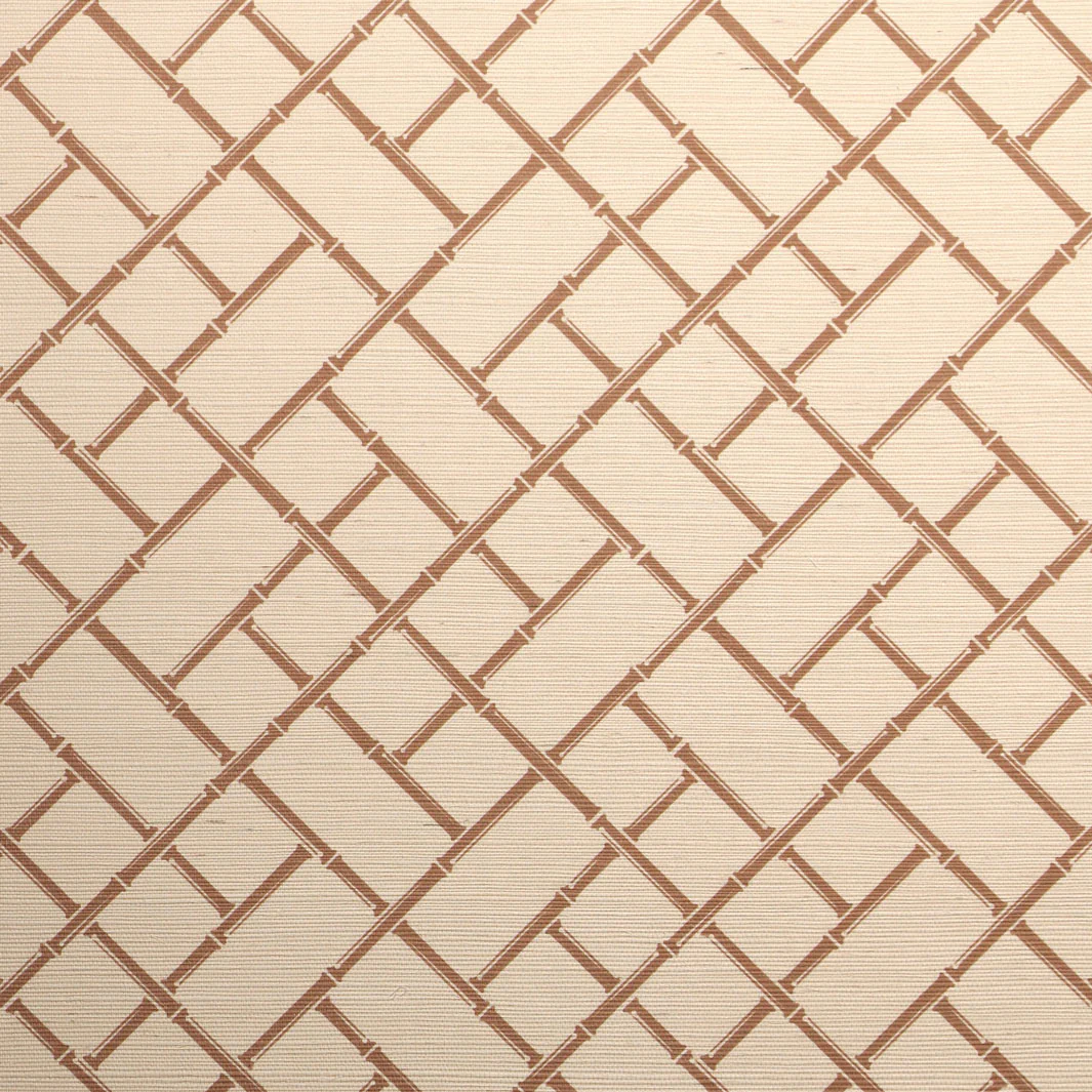 Bamboo Lattice Grasscloth Wallpaper - Image 3