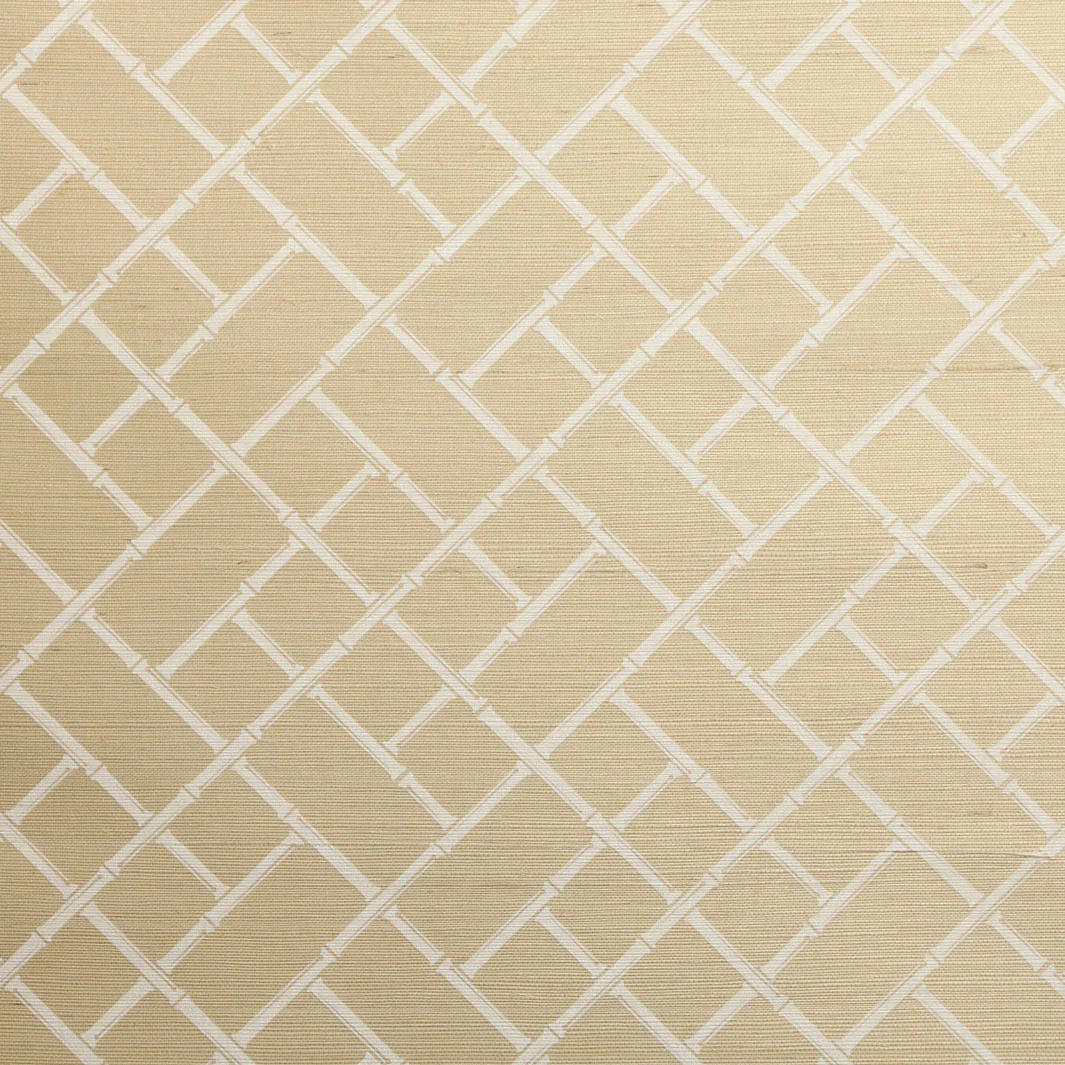 Bamboo Lattice Grasscloth Wallpaper - Image 4