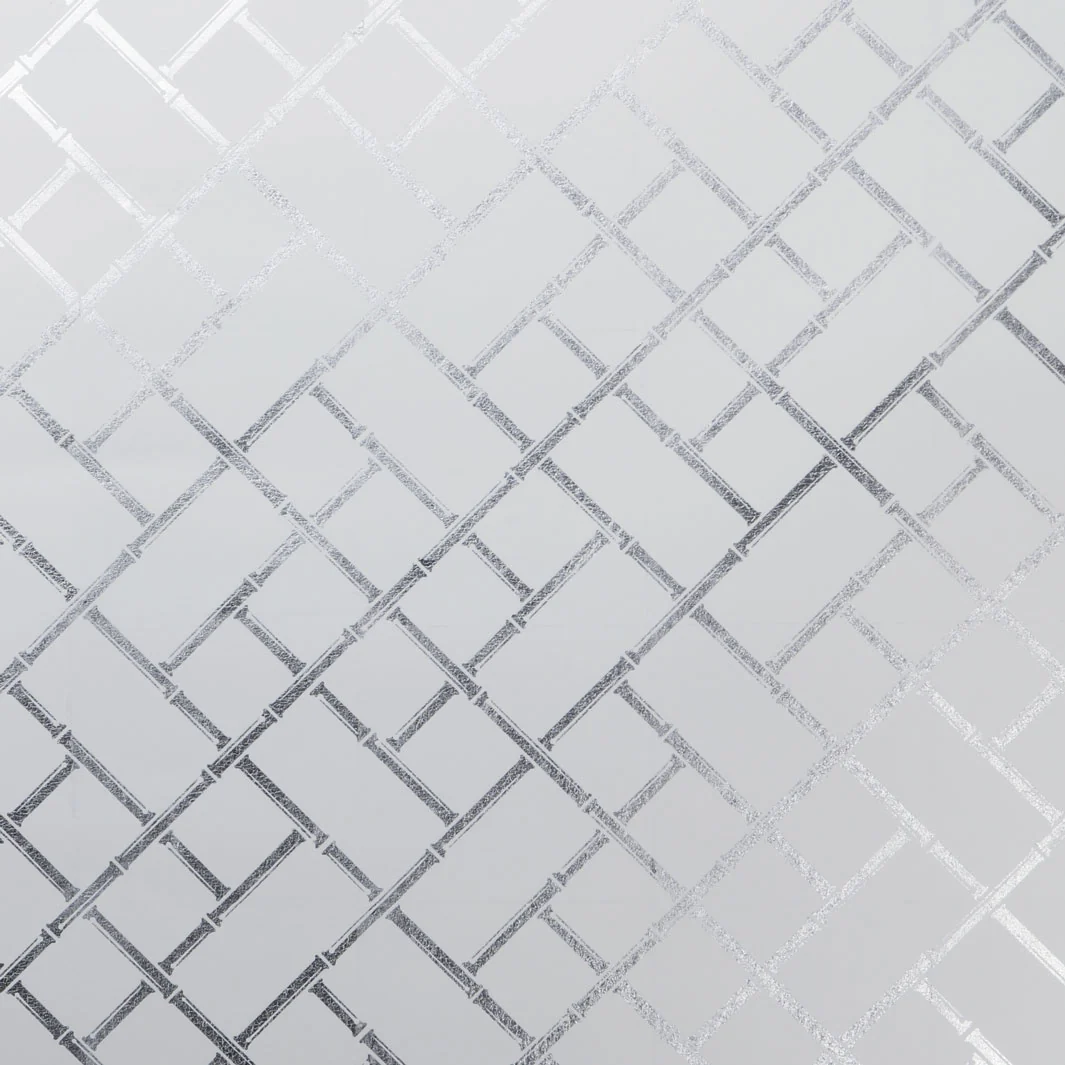 Bamboo Lattice on Silver Leaf Wallpaper