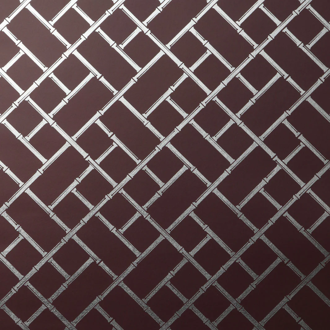 Bamboo Lattice on Silver Leaf Wallpaper - Image 2