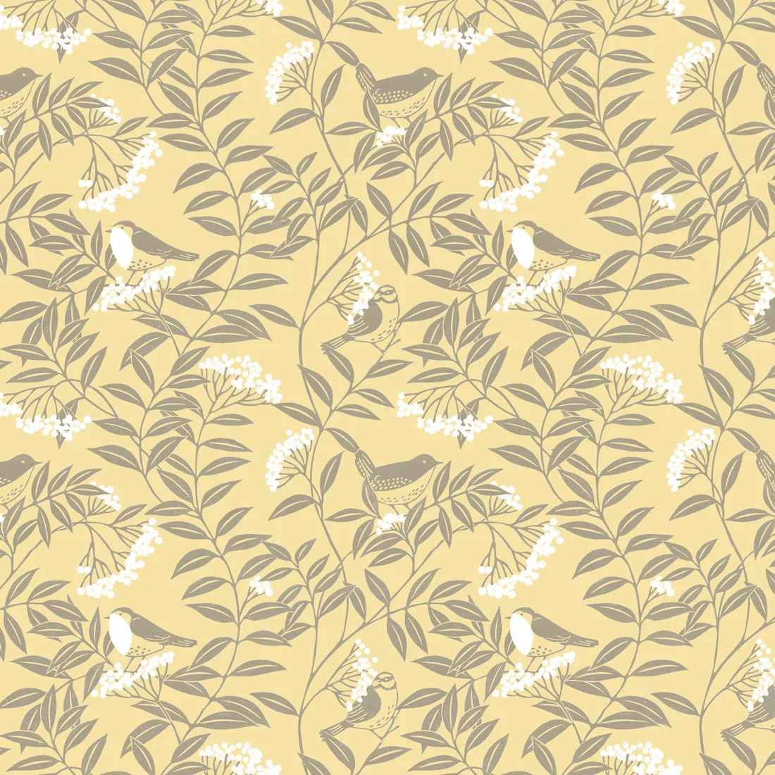 Birds in the Rowan Tree Wallpaper