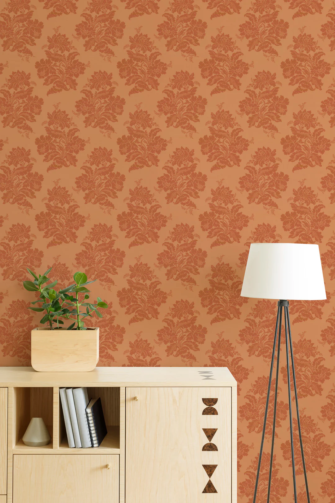 Burnt Orange Floral Wallpaper - Image 2