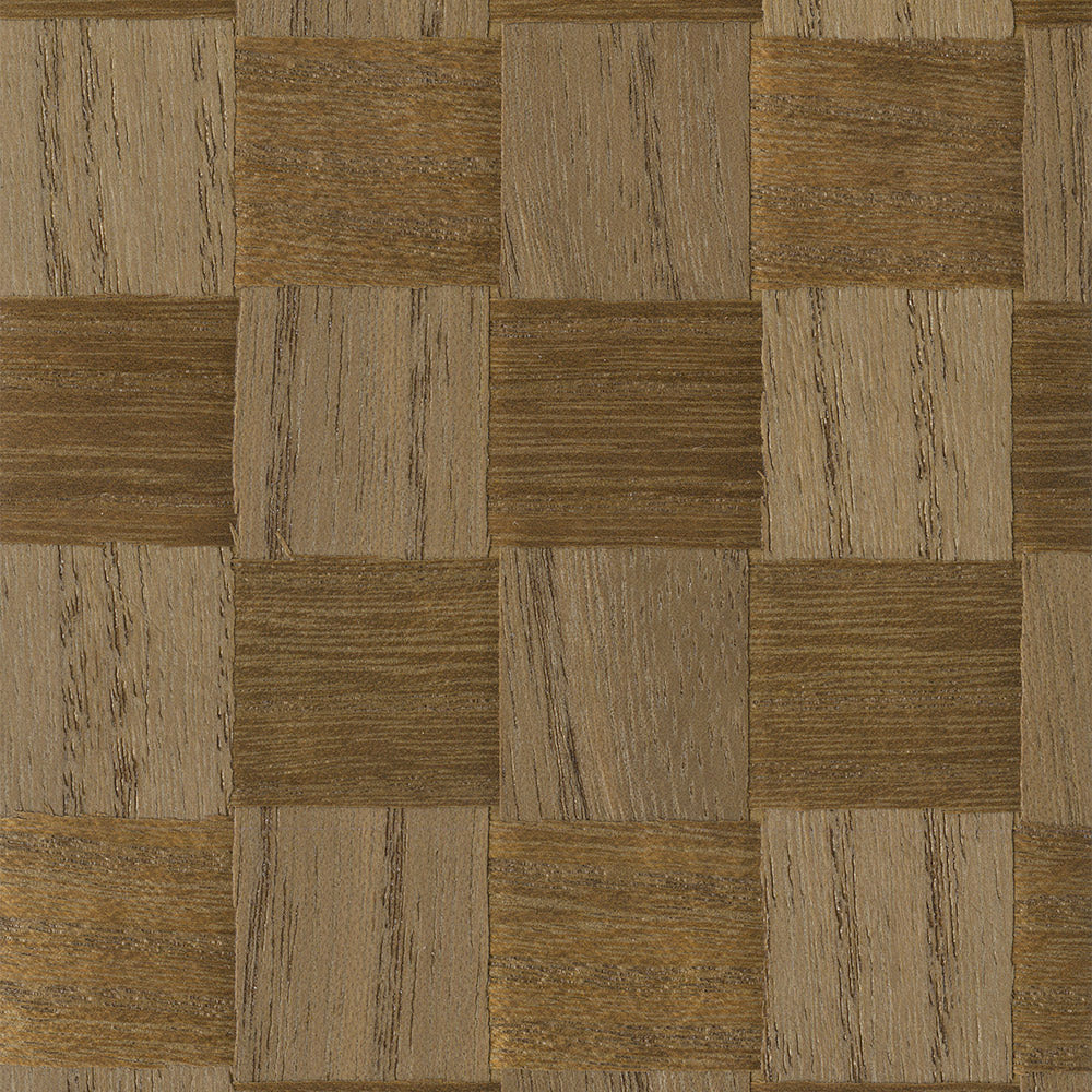 Cacao Check Wood Wallpaper