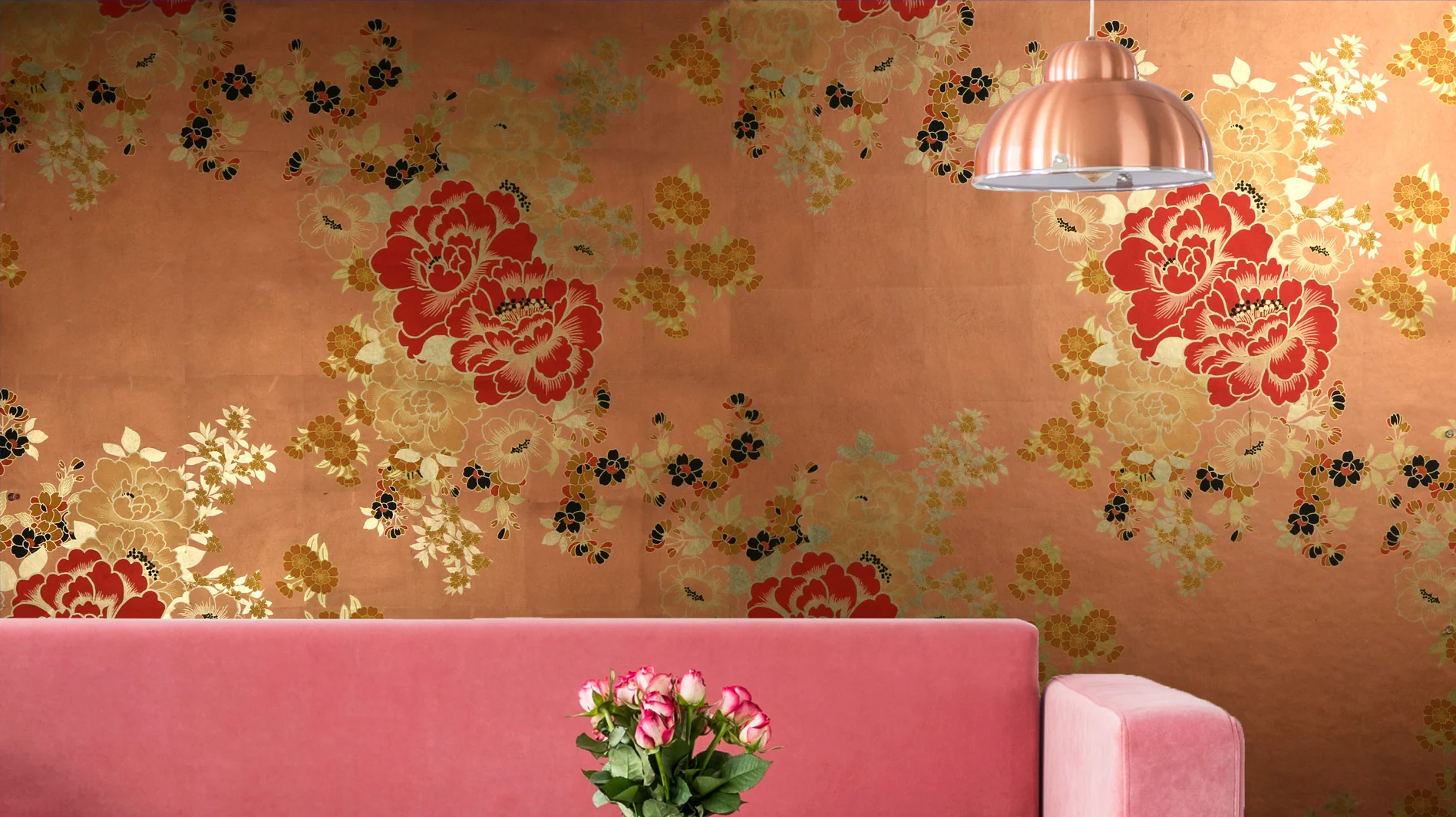 Chinese Silk Gold Leaf Wallpaper - Image 2