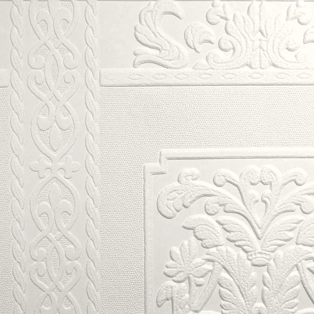 Dado Panel Rococo Paintable Embossed Wallpaper