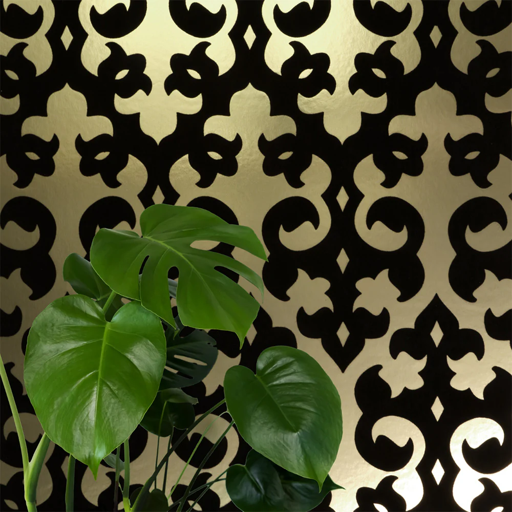 Grille Flocked Wallpaper