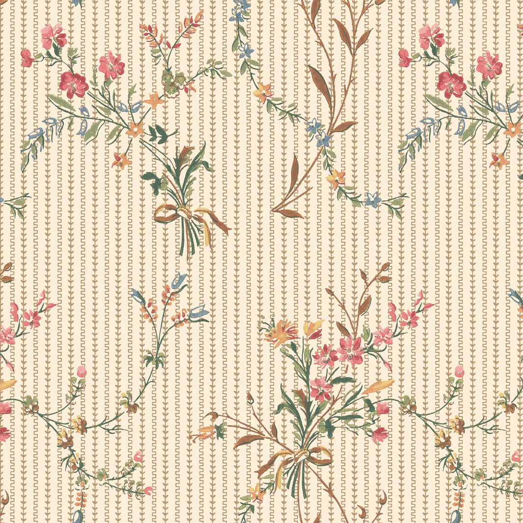 Heirloom Bouquet Stripe Wallpaper - Image 2