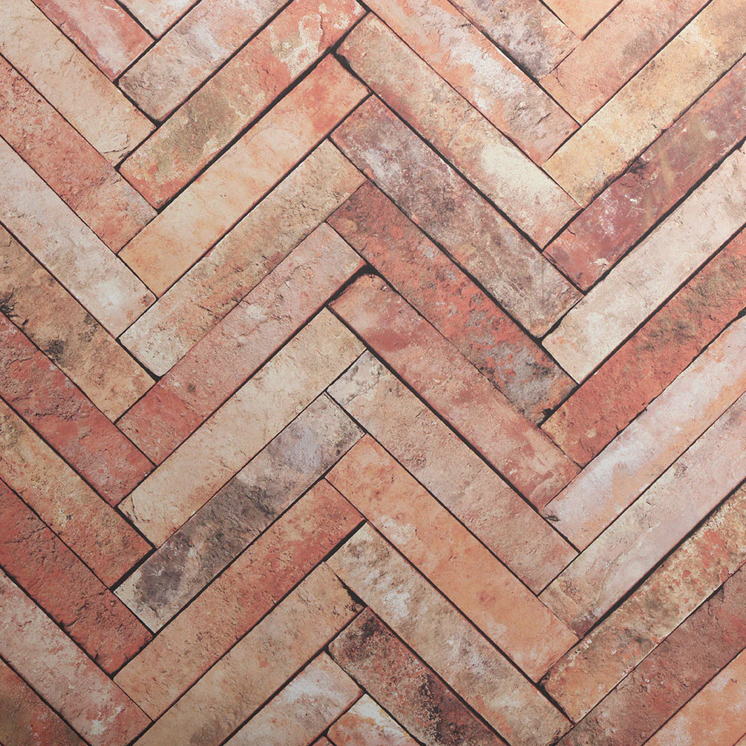 Herringbone Brick - Terracotta Wallpaper