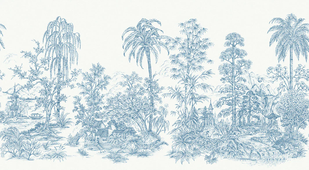 Mandalay White Blue Wallpaper