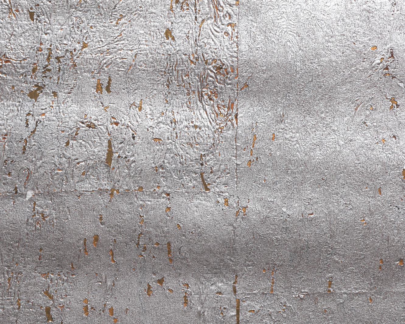 Metal Cork Wallpaper - Silver with Copper