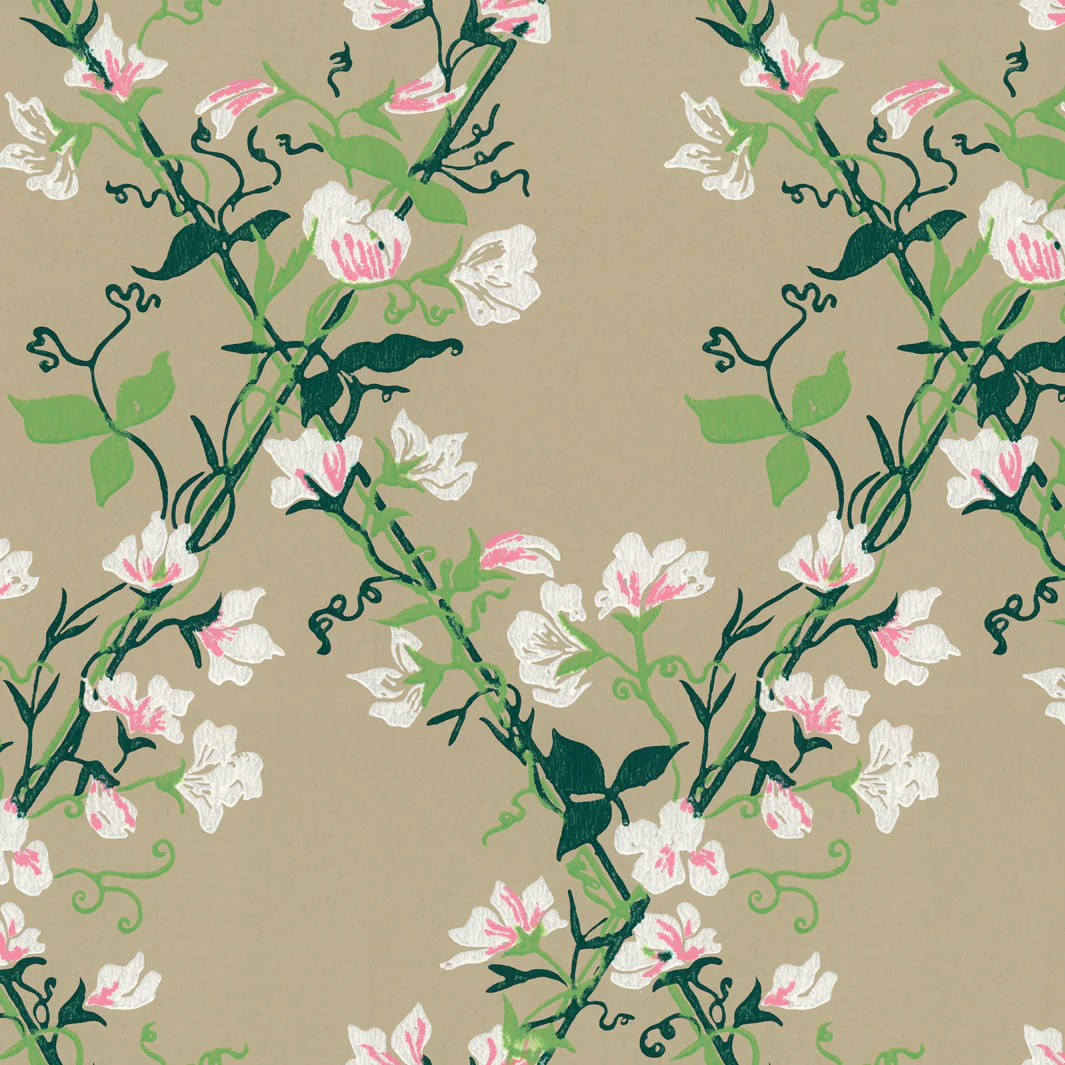 Morning Glory Trellis Wallpaper
