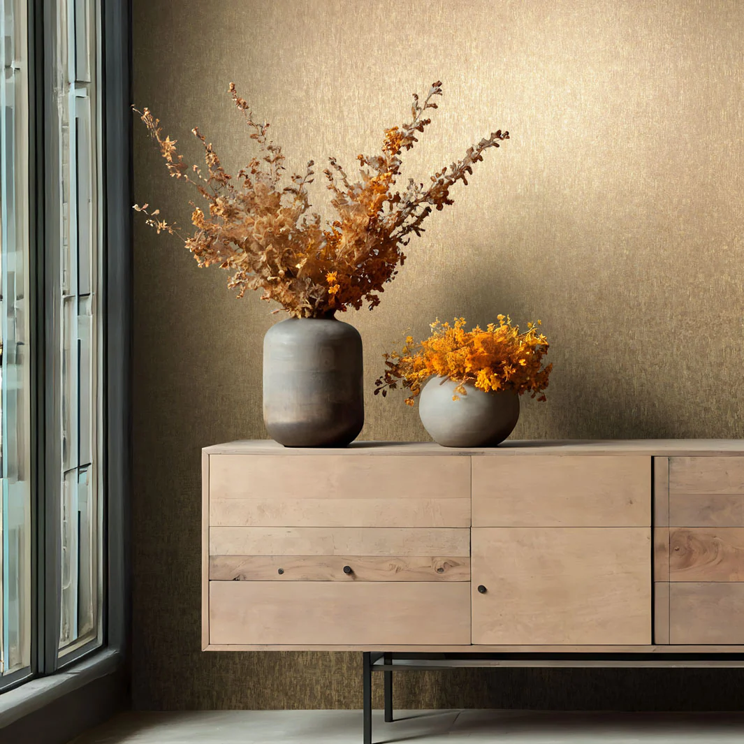 Nordic Linen Texture - Rustic Gold Wallpaper - Image 3