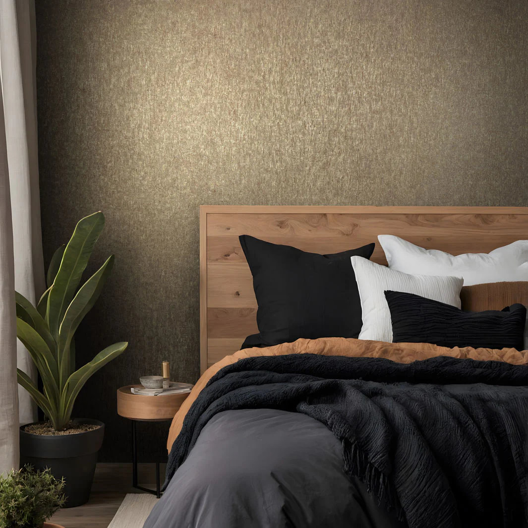 Nordic Linen Texture - Rustic Gold Wallpaper - Image 4