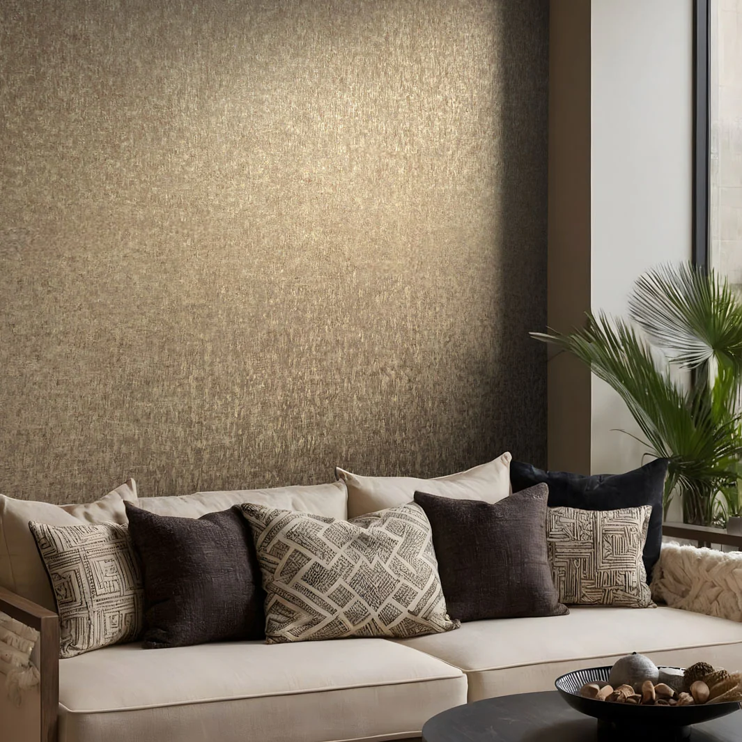 Nordic Linen Texture - Rustic Gold Wallpaper - Image 5