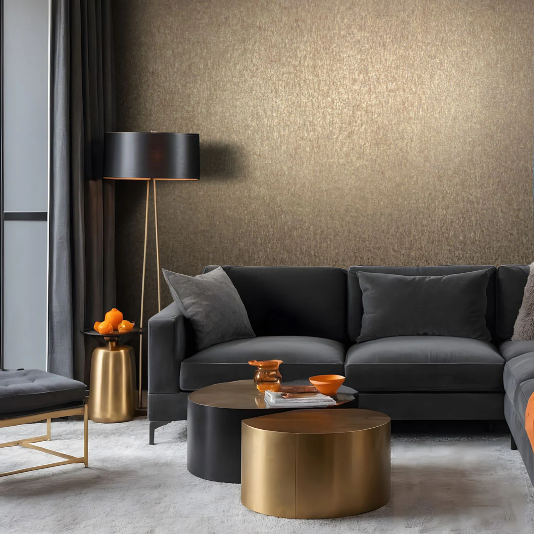 Nordic Linen Texture - Rustic Gold Wallpaper - Image 6