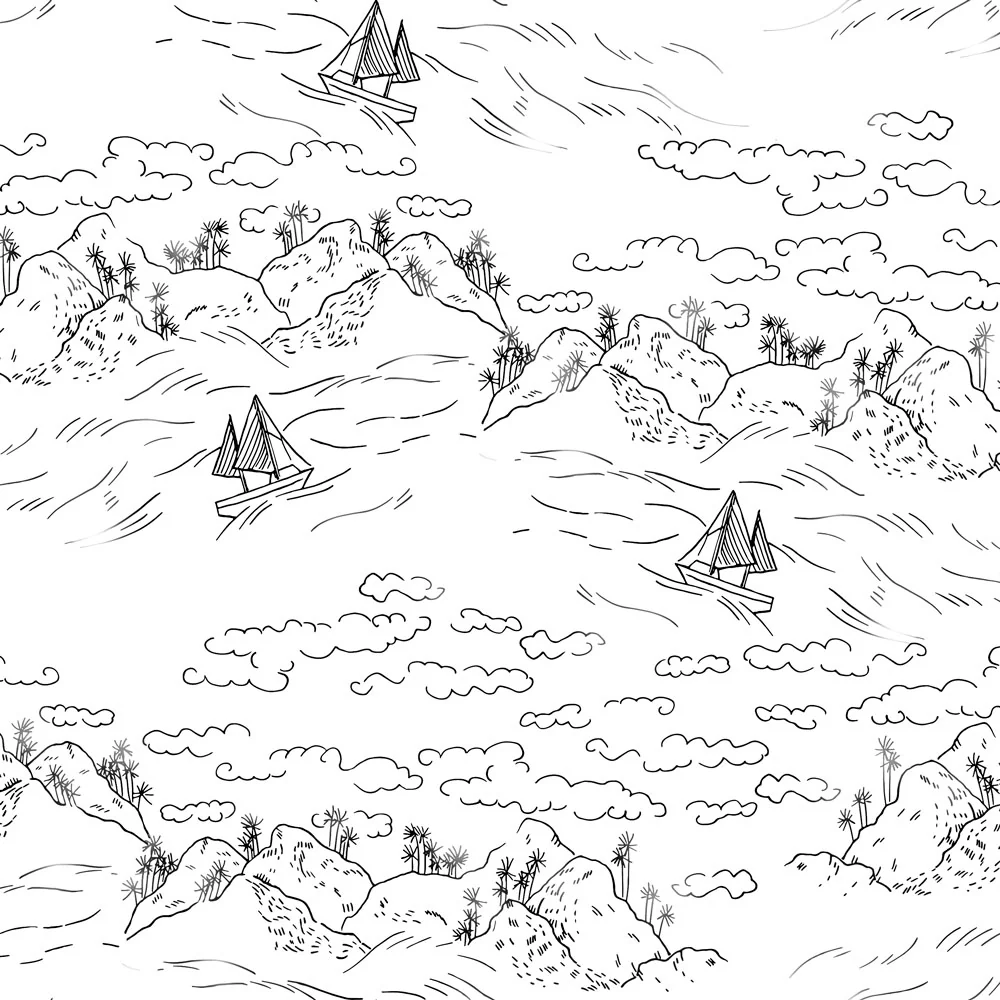 Ocean Toile Wallpaper