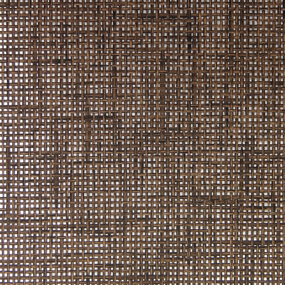 Paper Weave Wallpaper - Brown and Black on Silver