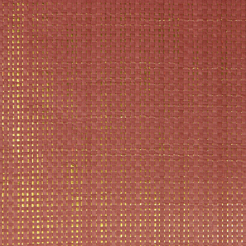 Paper Weave Wallpaper - Burnt Red on Gold