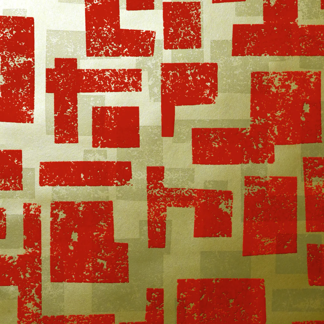 Retro Blocks Flocked Wallpaper - Image 3
