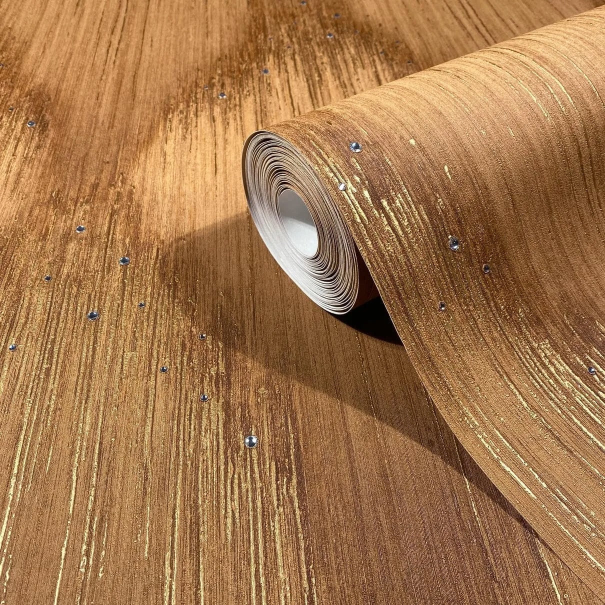 Silk Prism with Rhinestones - Copper Wallpaper