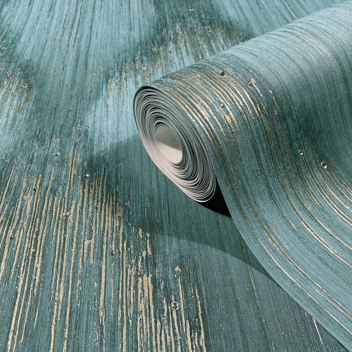 Silk Prism with Rhinestones - Ocean Jade Wallpaper