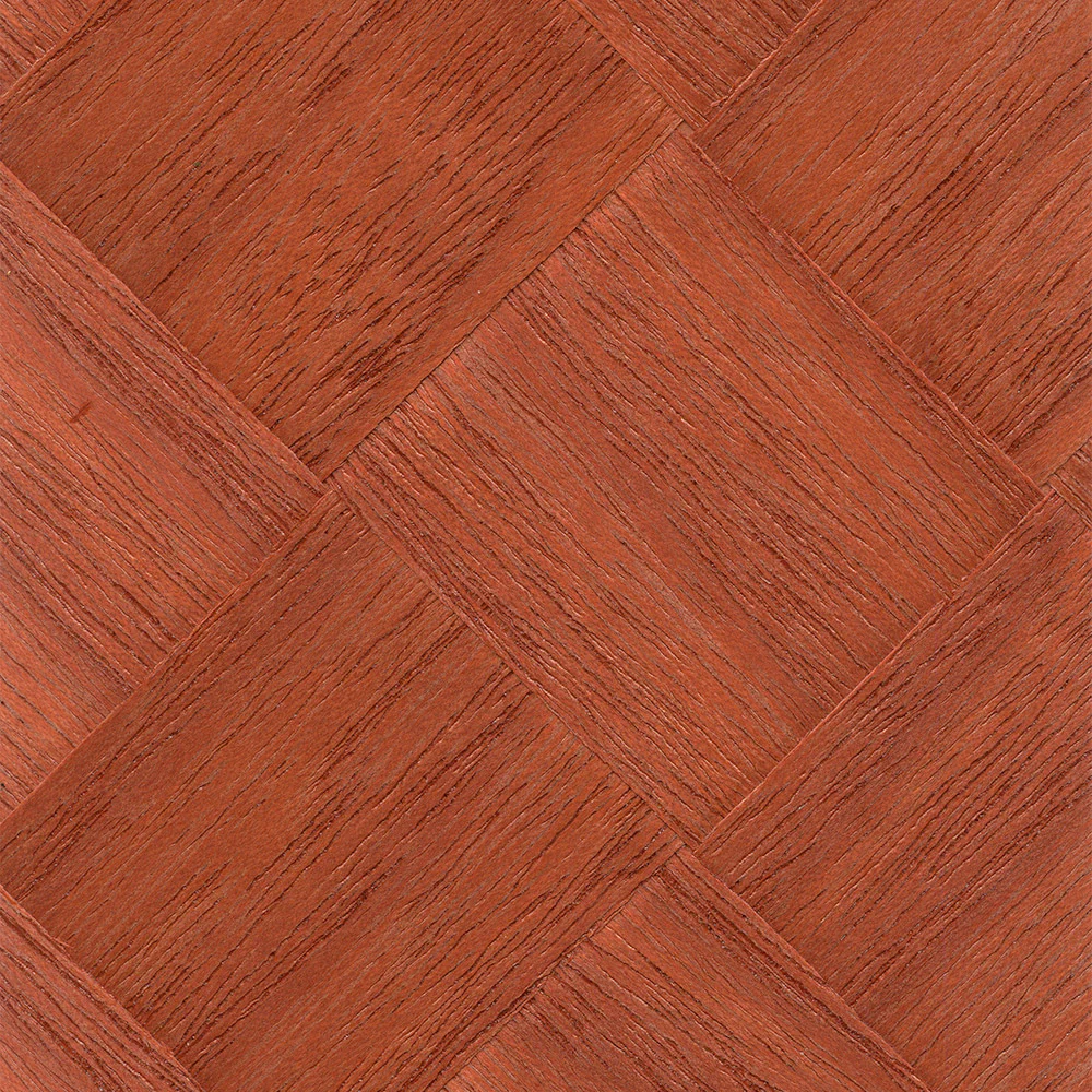 Vermilion Diagonal Check Wood Wallpaper