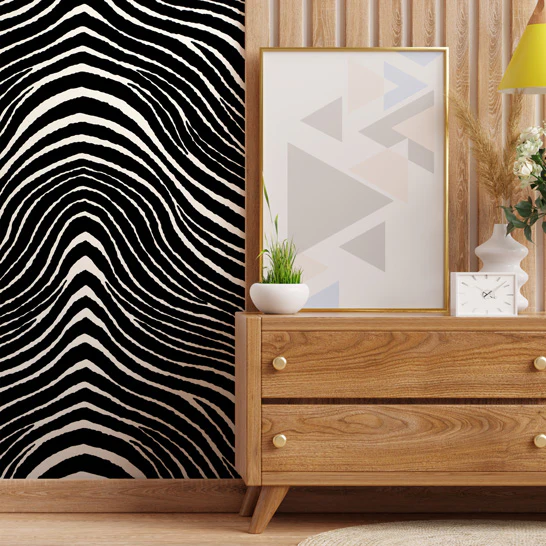 Zebra Stripes Flocked Wallpaper